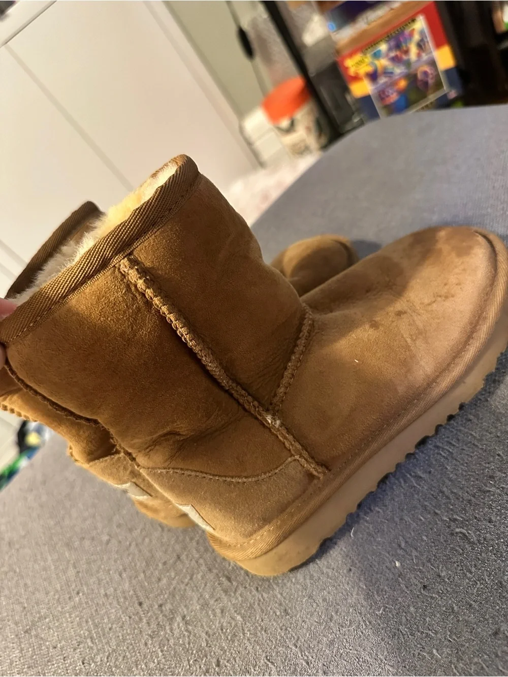 Ugg Chestnut Suede Short Winter Boots with Shearling Lining